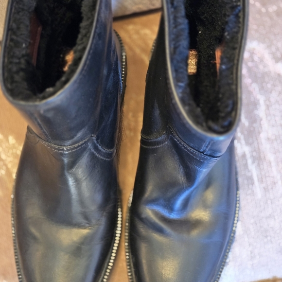 Coach Authentic Harvey Mens 7.5D Black Leather Shearling Lined Ankle Boots - Picture 12 of 15